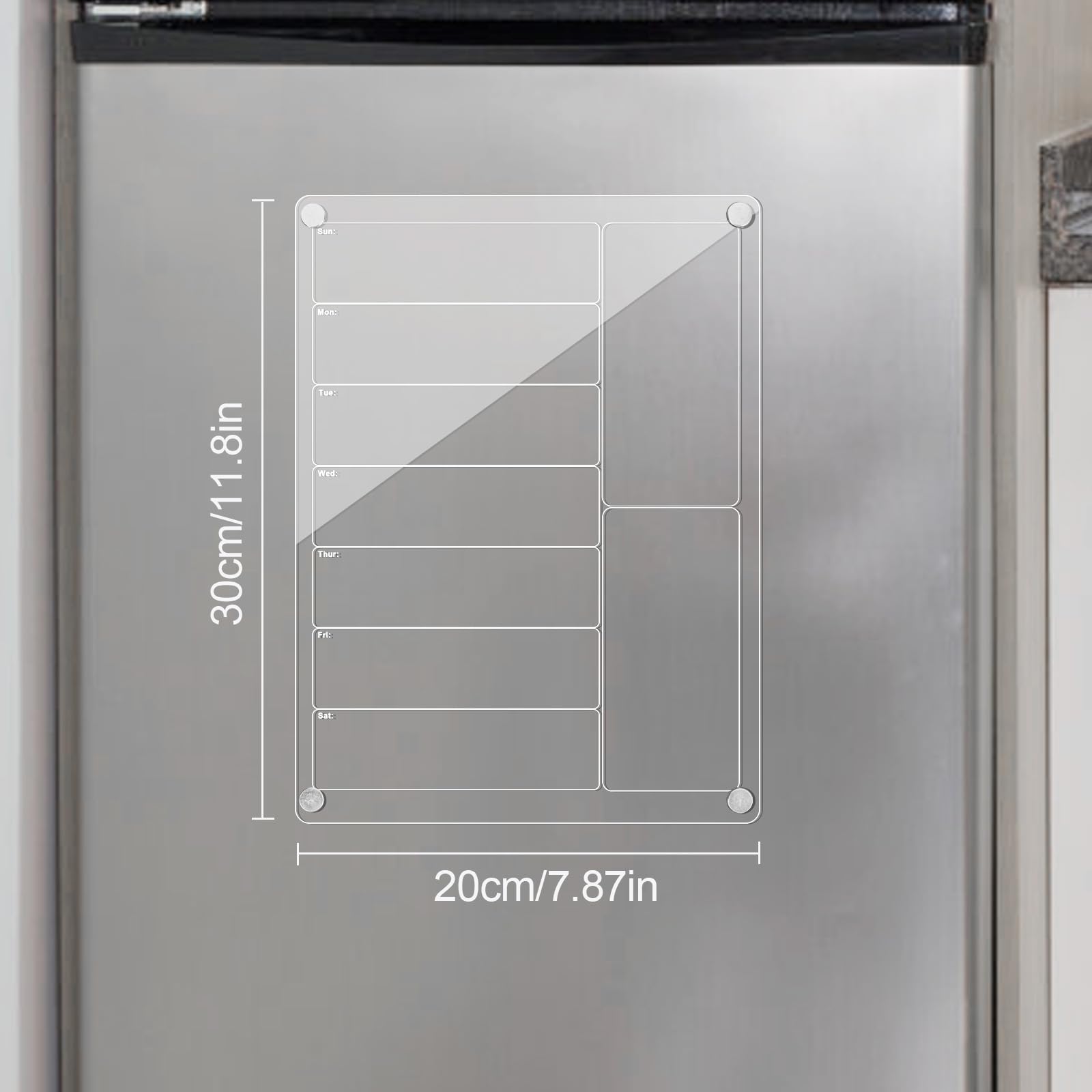 1 artikel - Magnetische weekplanner van acryl - Magnetische weekkalender voor op de