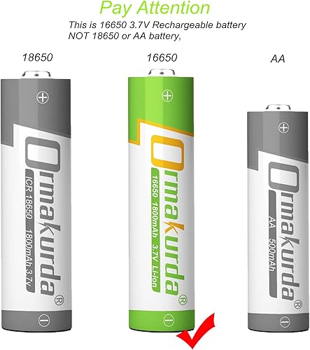Miniatura 4 de Batería recargable 16650, batería 16650, 1800 mAh, 3.7 V, baterías recargables de iones de litio con botón superior para linternas y linternas