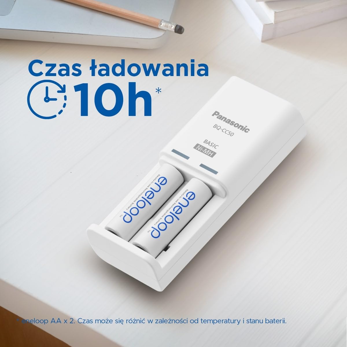 Panasonic eneloop 52050E20ic eneloop Compact do 1–2 akum. AA/AAA Ni-MH z 2 wskaźnikami LED i 6 funkcjami bezpieczeństwa, w zestawie z 2 akumulatorami eneloop AA/Mignon, większa poj. min. 2000 mAh