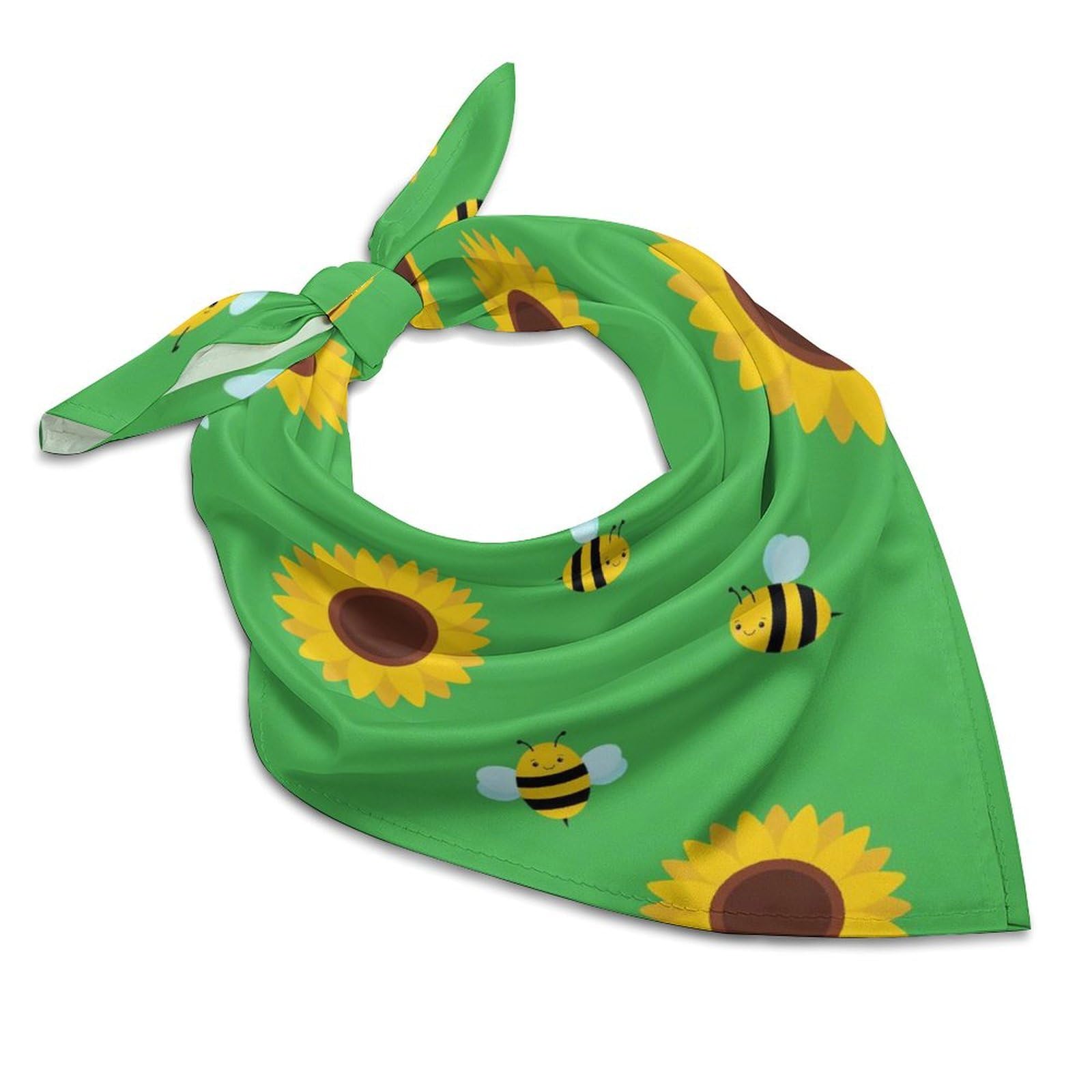 Cute Bee And Sunflower Pattern Bandana Hair Scarf Headband Adjustable Neckerchief for Men Women Decor
