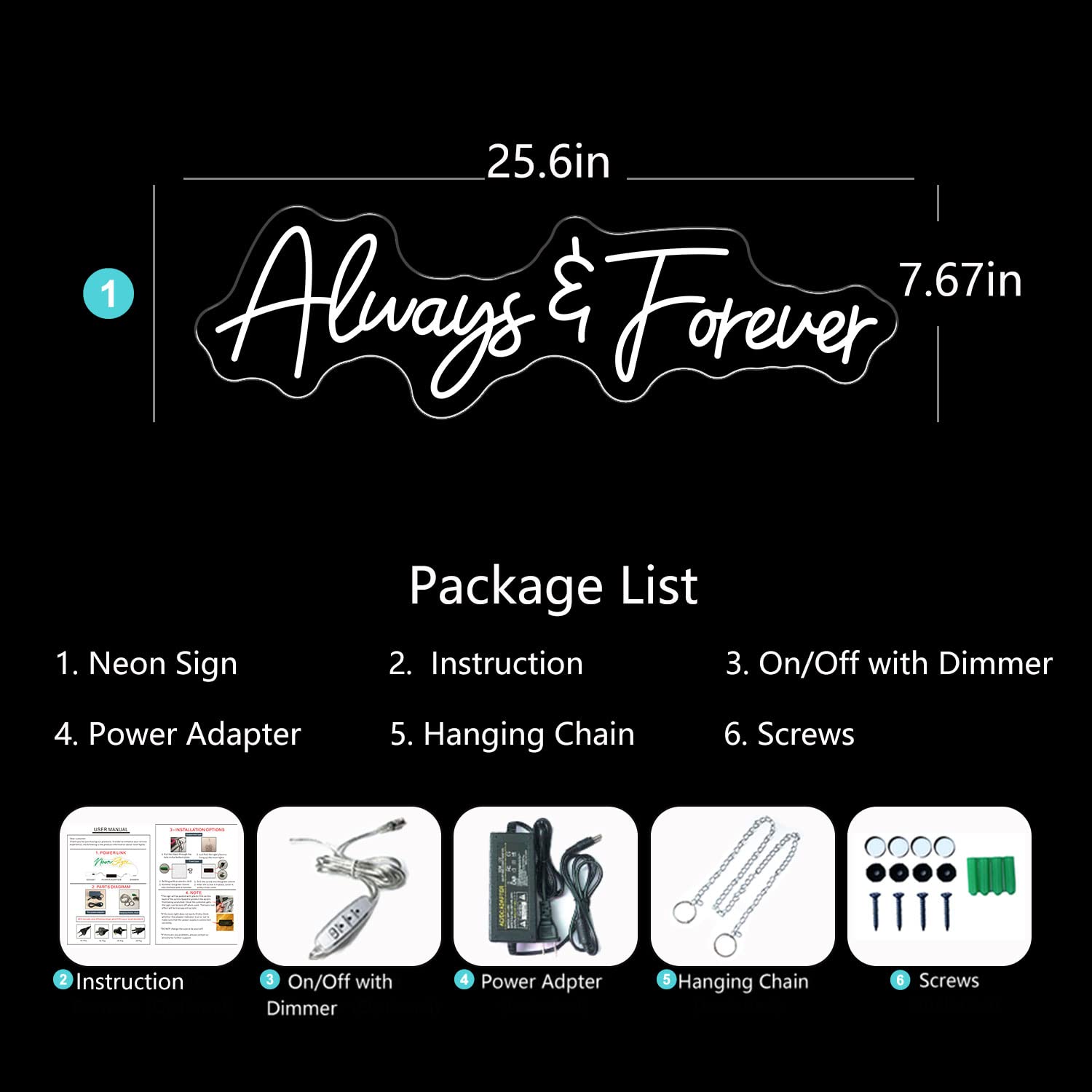 Always & Forever Neon Sign Wedding Wall Decor Cold White Neon Light Signs for Bachelorette Party Anniversary Birthday Wedding Party Decoration Home Room Bedroom Decor Wedding Gifts for Women