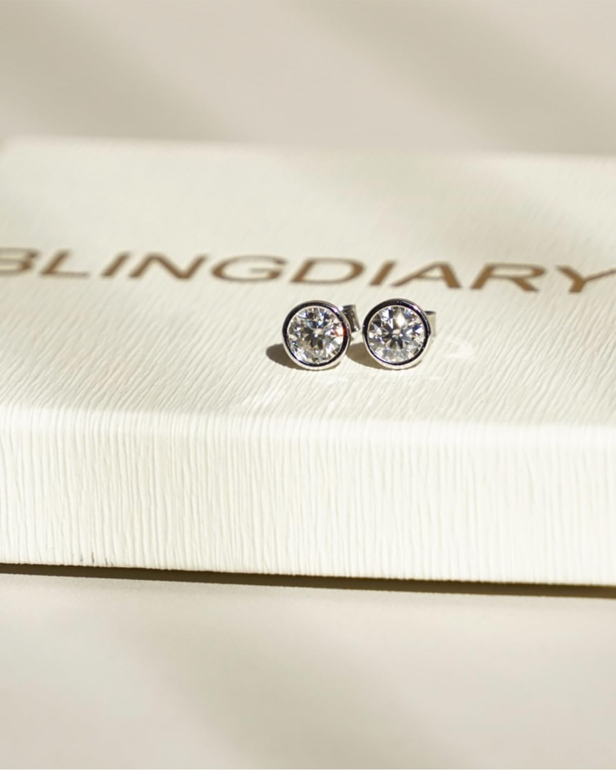 Moissanite Stud Earrings, 925 Sterling Silver 18K White Gold Plating Studs for Women Men, Wedding Jewelry Engagement Earrings - Image 2