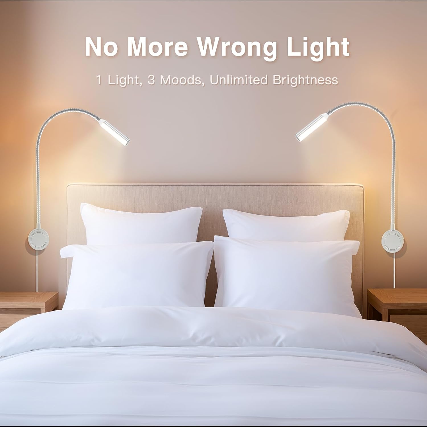 VST Books Lights for Headboard, Bedside Wall Mounted Reading Lamp, Reading Light Touch to Adjust Color Temp (3000K/4000K/6000K) and Brightness, USB/Type-C Charging Ports, 20W Driver, ETL-Listed