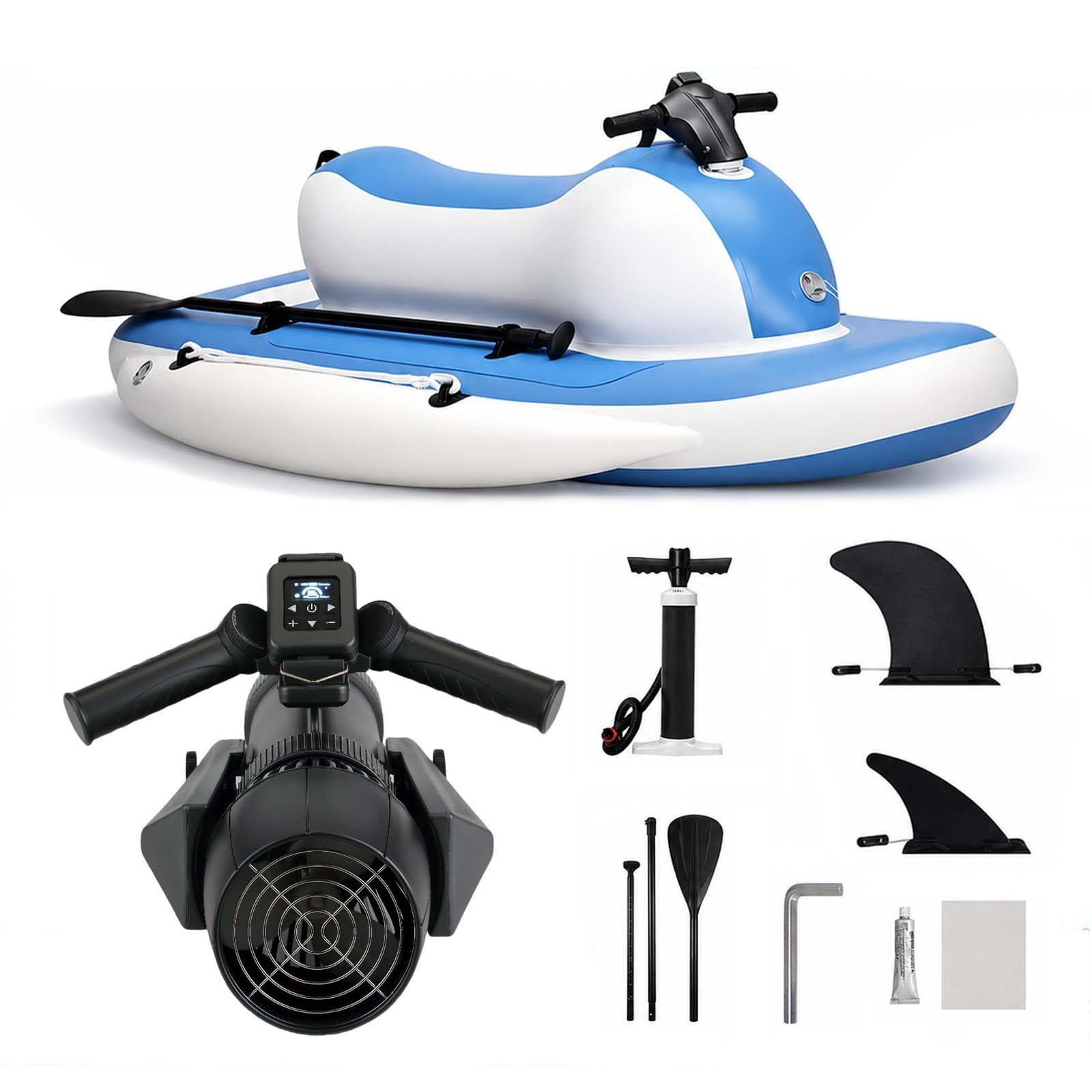 QFGain Long-Range 500W Electric Inflatable Boat – Up to 130-Min Runtime, Foldable Kayak Design for Fishing & Recreation Boat+700W16APro