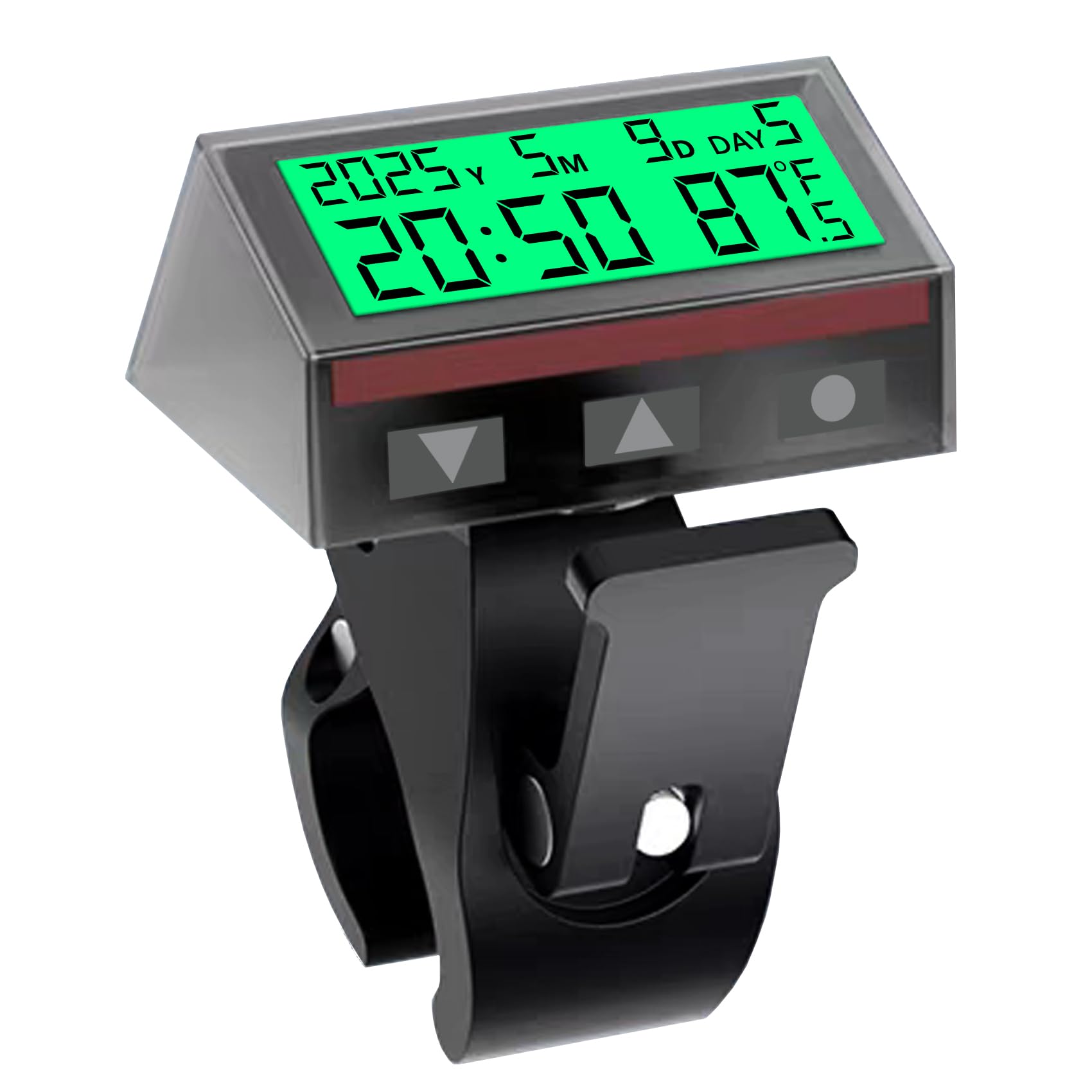 Timloon 7/8"-12/8" Handlebar Bicycle Clock, Smart Solar Power Clock with Auto Night Backlight, Temperature, 12/24 Hour Format Time, Calendar for Motorcycles, ATV, Car, Truck