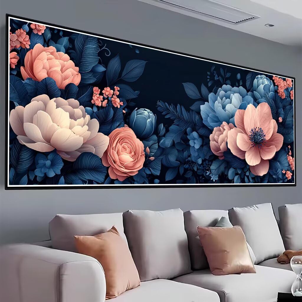 Blume Diamond Painting Groß XXL 150x60cm, Basteln Erwachsene Diamond Painting Set, 5D DIY Anlage Diamant Paintings Bilder Erwachsene, Diamond-painting Set mit Zubehör für Zimmer Deko Geschenke F-13