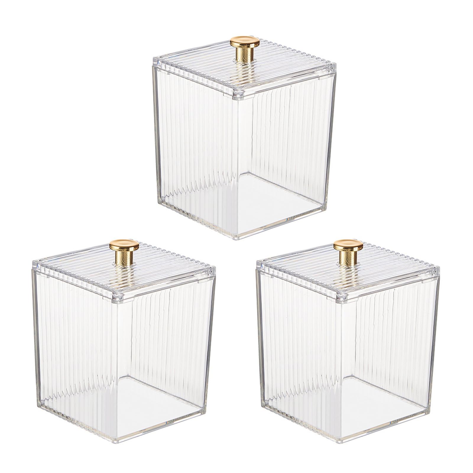 Hsioluted Decorative Clear Cosmetic Container Swab Holder Dustproof Vanity Desk Organizers Cosmetic Organizers Jar Storage Jar