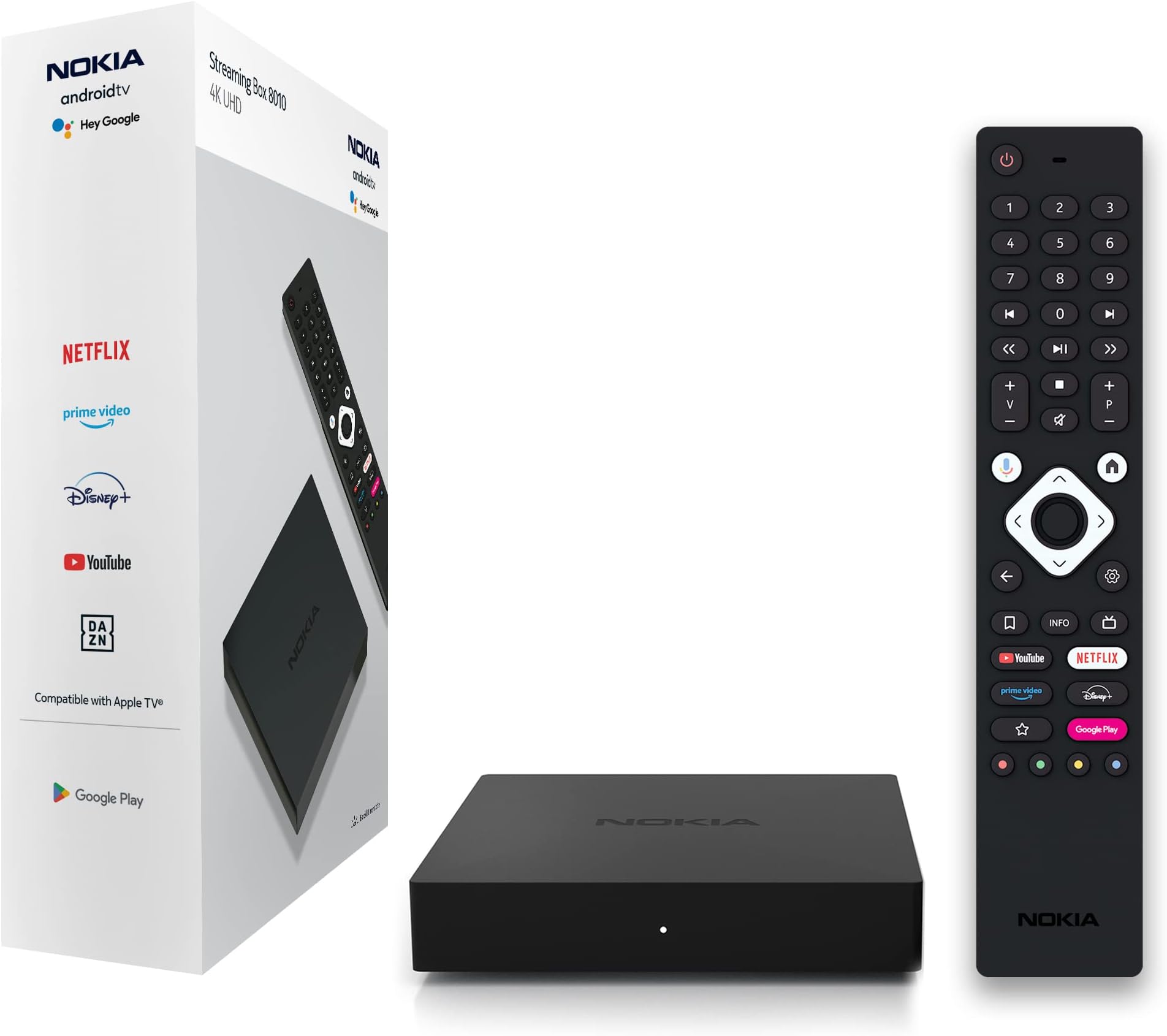 Nokia Streaming Box 8010, Android TV (Chromecast, HDMI, H.264, HEVC H.265), Schwarz