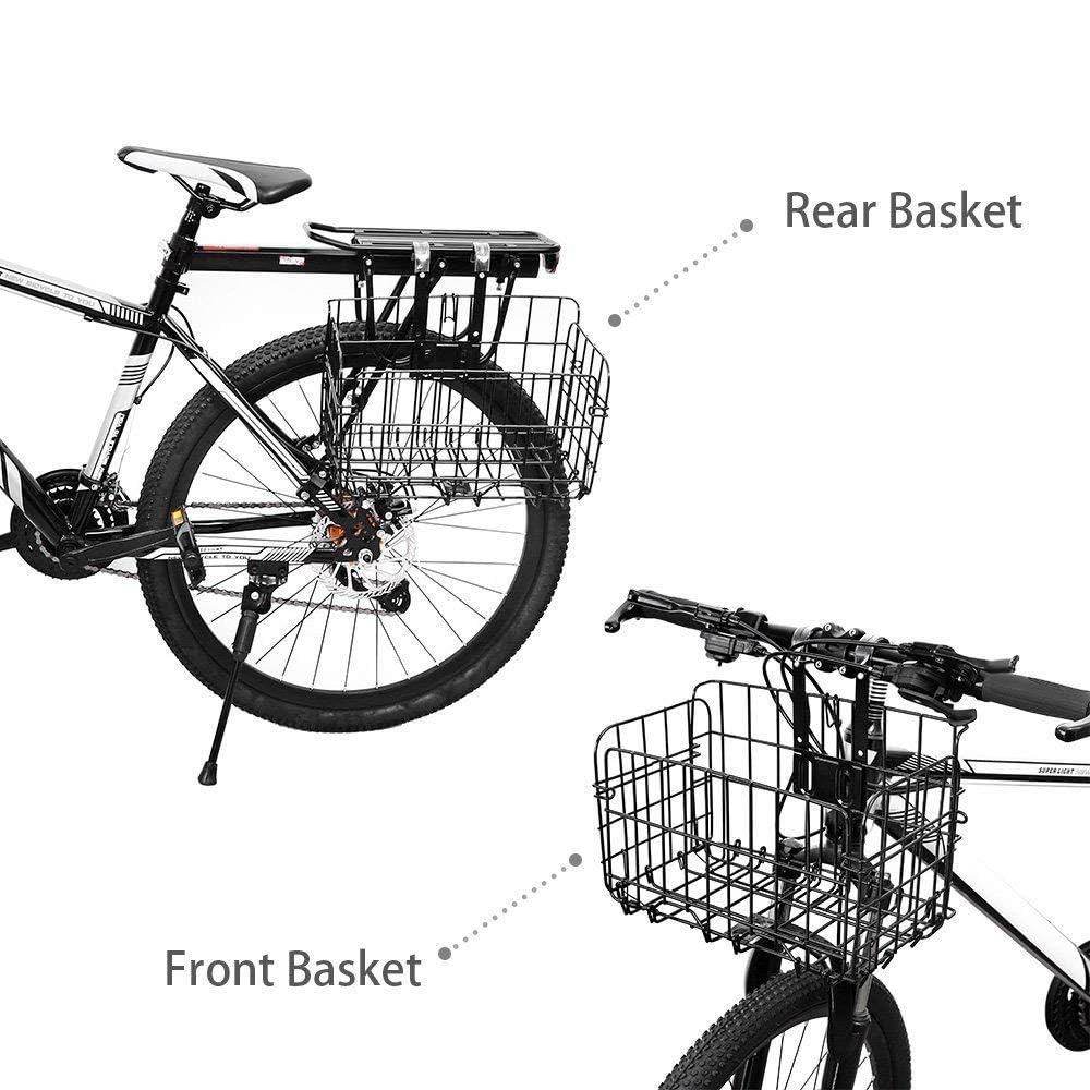 1 cestino anteriore pieghevole per bicicletta, cestino posteriore pieghevole in rete metallica, borsa anteriore staccabile, borsa per bicicletta, accessori per mountain bike, per donne e