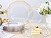 Hioasis 60pcs Clear Plastic Plates - Clear and Gold Disposable Dinnerware with Gold Rim, Heavy-duty, 10.25 inch, Dinner Plates for Party & Wedding