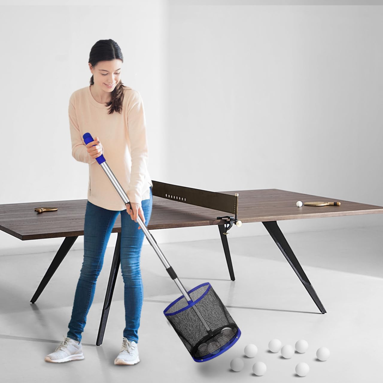 BESPORTBLE - Raccoglitore per palline da pong, regolabile, per contenere a 120 palline