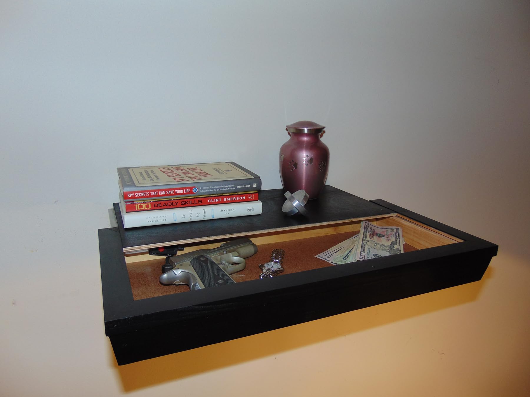 HEROBUILDERS The Stash Master Hidden Compartment Floating Shelf (Small, Black) - 100% MADE IN THE USA