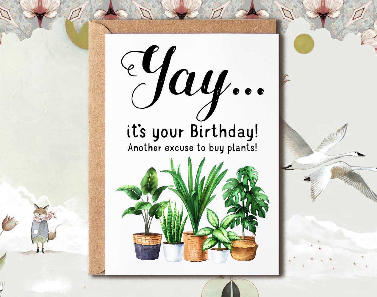 Amazon.com : NTVShop Happy Birthday Greeting Card - Plant Lady Card - It's  Your Birthday - Gift Idea For Plant Lover : Office Products