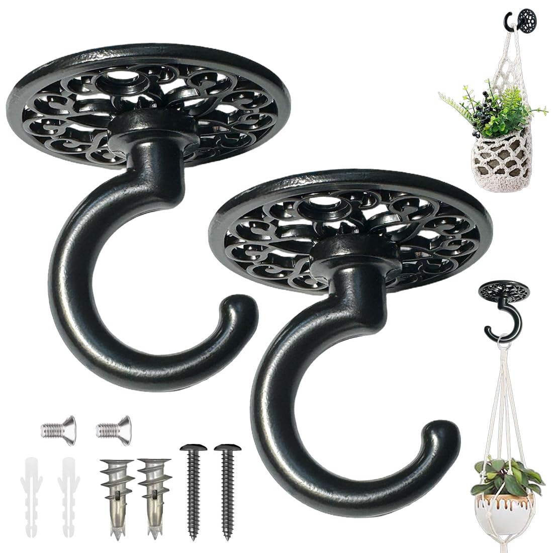 Heavy Duty Ceiling Hooks - 50 lb Plant Hangers -1