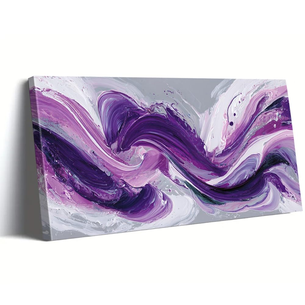 SPXLUCAU 1pc Abstract Wall Art - Modern Purple Pink Flowing Fluid Patterns Large Rectangular Poster for Living Room(70x140cm/No frame)
