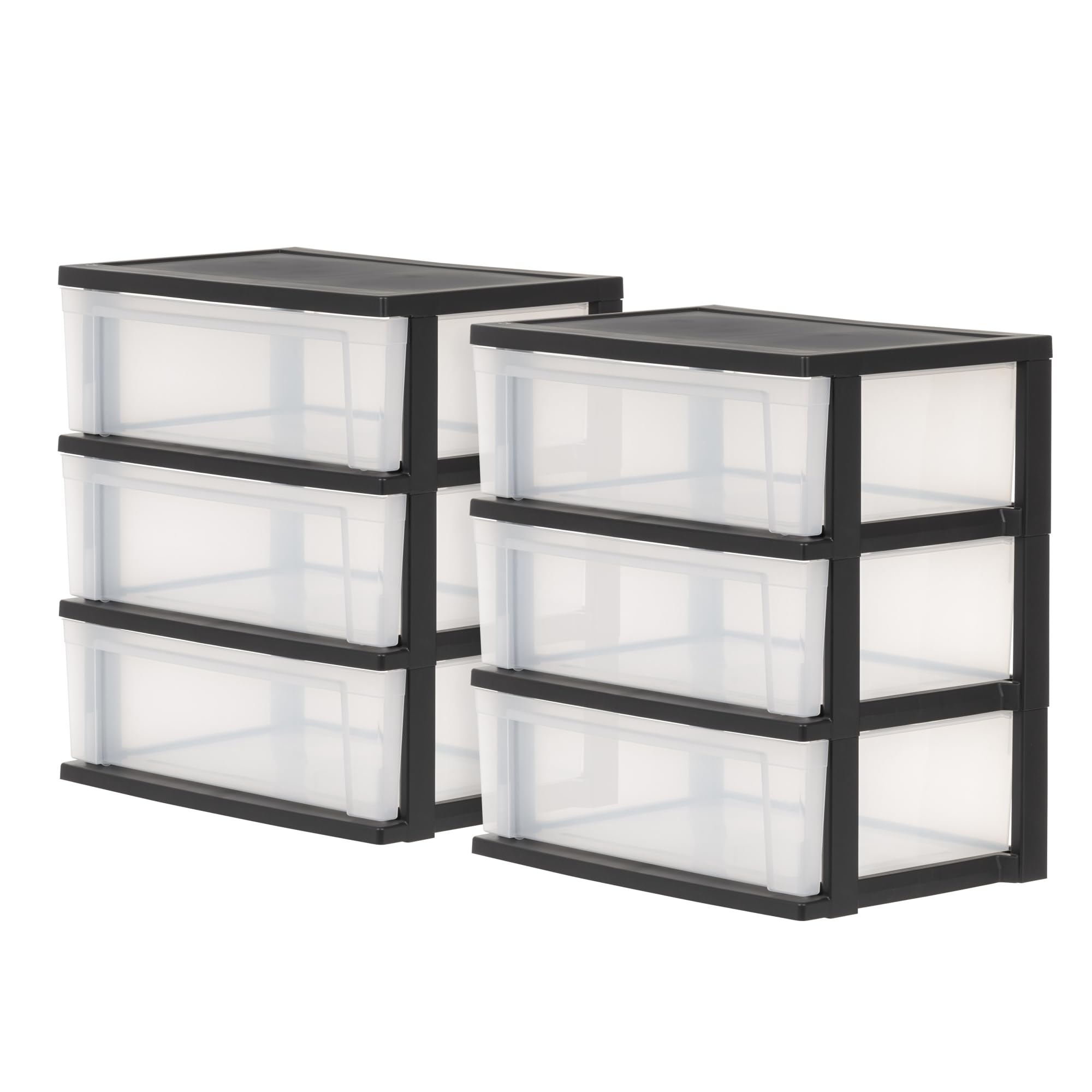 Iris Ohyama, Aufbewahrungsschänke aus Plastik, 2 Schränke, 3 Schubladen von 34L pro Truhe, Schwarz, Robust, für Schreibtisch, Garage, Schlafzimmer, BPA frei, Truhe, Box, NSW-603