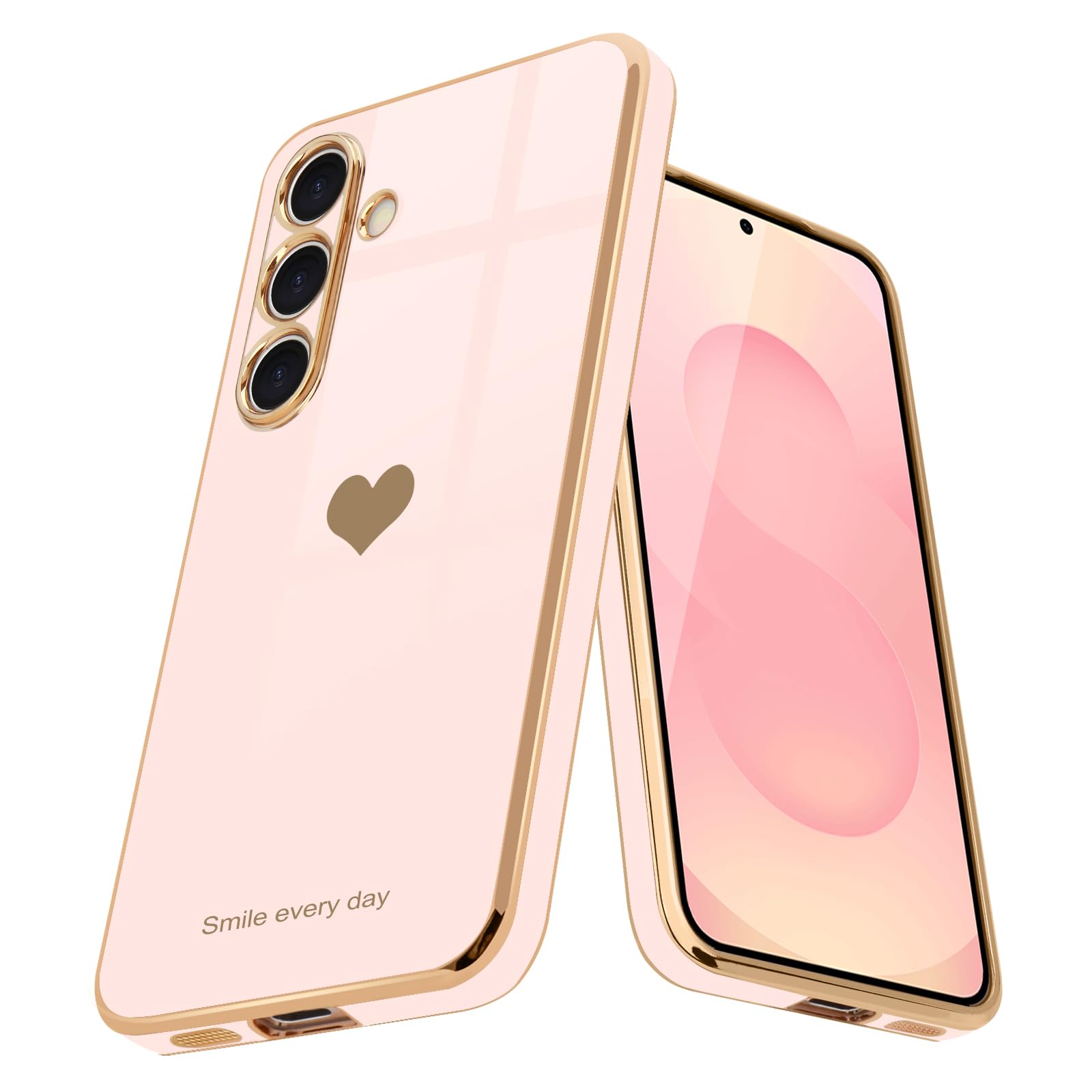 Teageo Kompatibel mit Samsung, Süße Herzmuster Mädchen Handyhülle Luxuriös Galvanisierte Glitzer Weich TPU Kameraschutz Kratzfest Stoßfest Schutzhülle für Samsung
