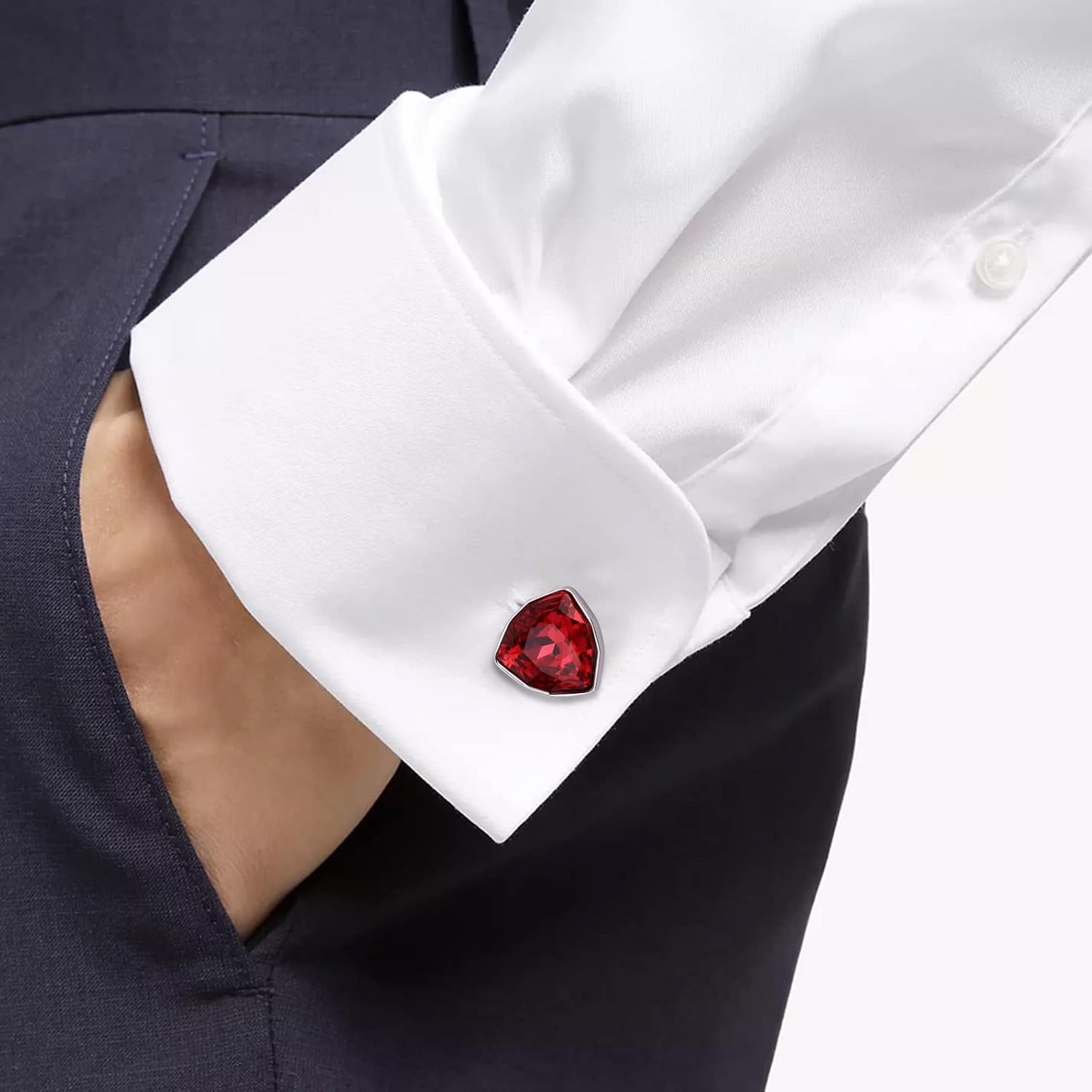 Swarovski Crystal Cuff links and Tuxedo Studs for Men in Gift Box, Birthday Christmas Valentines Day Gifts, Mens Jewelry or Accessories for Wedding Party