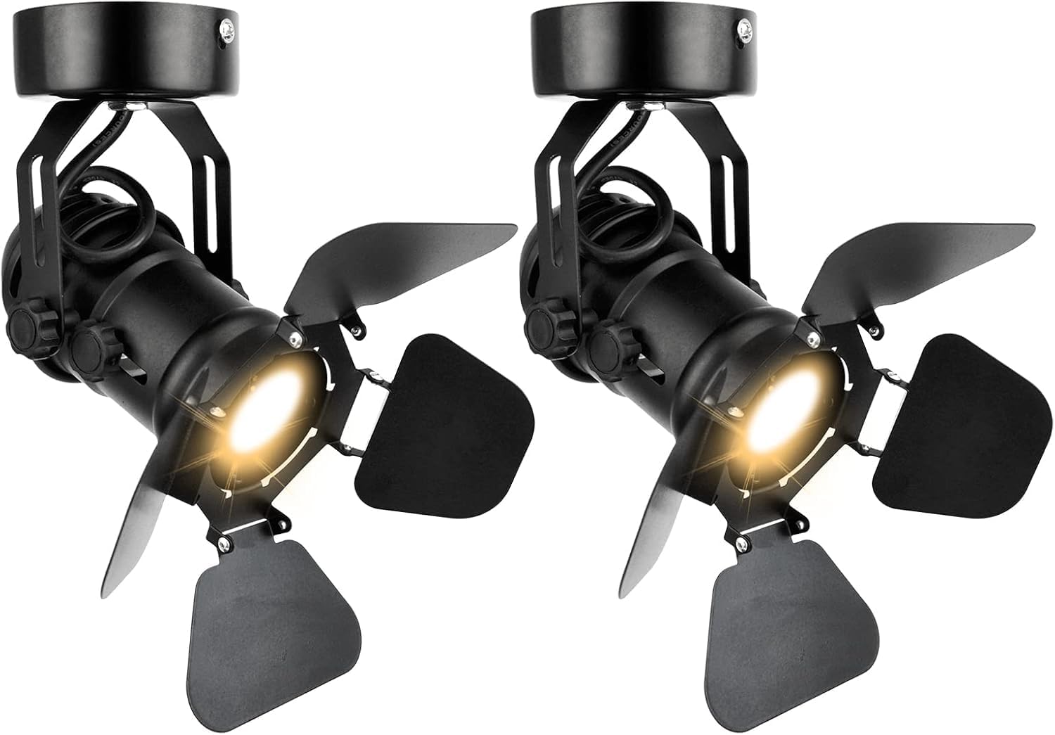 TISLYCO 2Pack Industrial Vintage Ceiling Wall Lamp, Adjustable Track Lighting Barn Door Design Black Wall Sconces Indoor Spotlight Ceiling Spotlight for Hallway Stage Studio Theatre