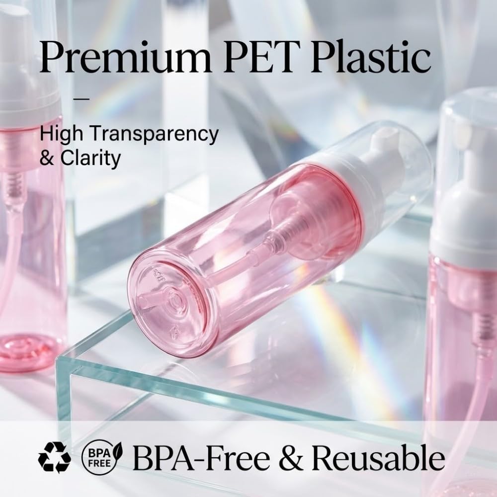 3 Pezzi Flaconi Dispenser Schiuma Vuoti, 60ml Boccette in Plastica PET con Pompa, Perfetto per Viaggi e Uso Quotidiano, Contenitori Ricaricabili e Ermetici