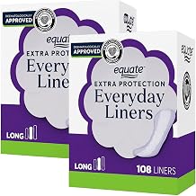 Equate Everyday Panty Liners Long, Unscented, 108 Count 2-Pack Soft & Daily Protection