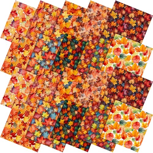 HunnmingRe 20 Pcs 10''x10'' Fall Maple Leaves Quilting Fabric Square