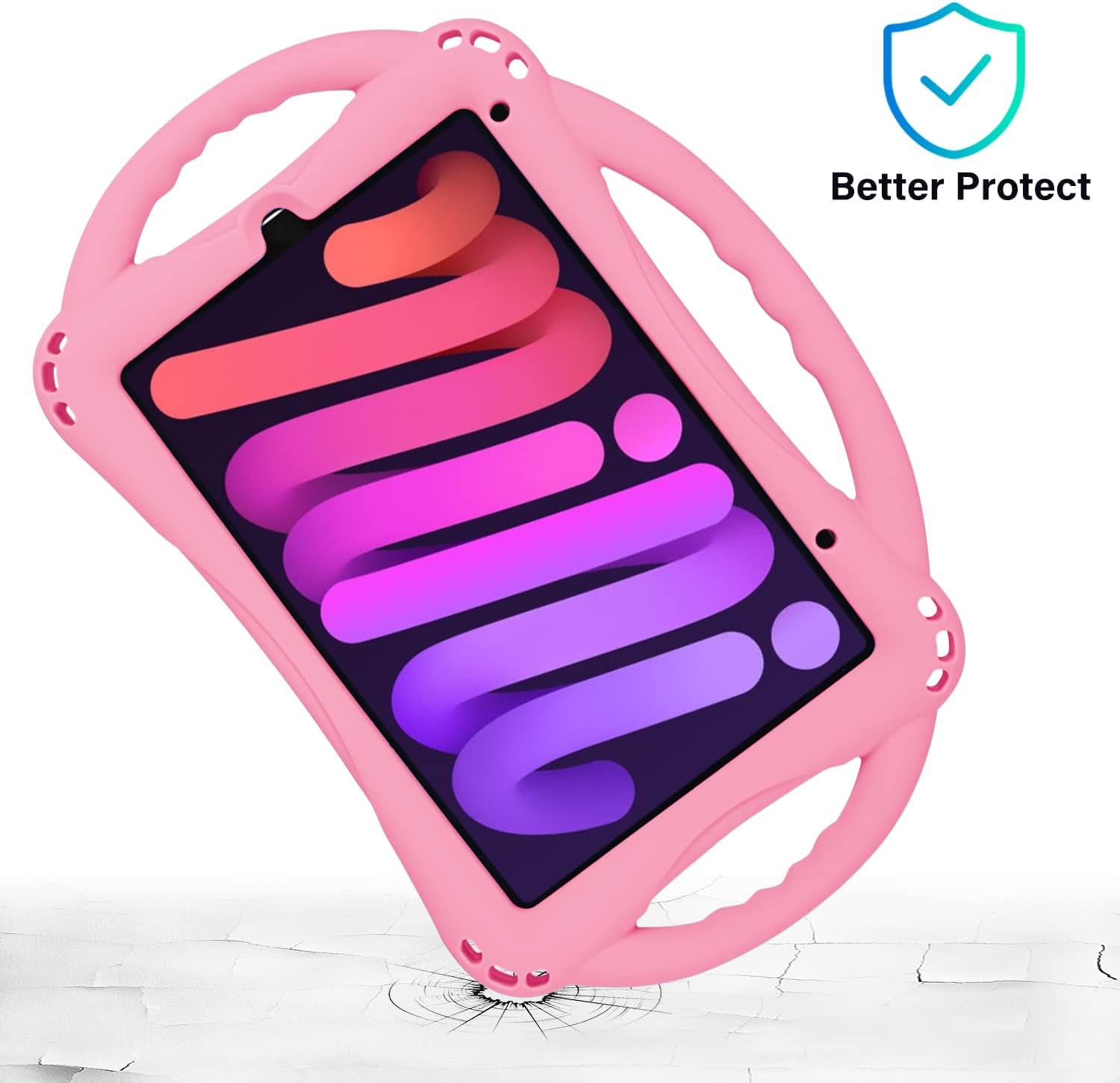 TopEsct Kids Case for iPad mini 7 (A17 Pro) 2024 /iPad Mini6 2021, Shockproof Silicone Cover with Handle Stand for 8.3" iPad mini 6th/7th Gen, Pink - Image 2