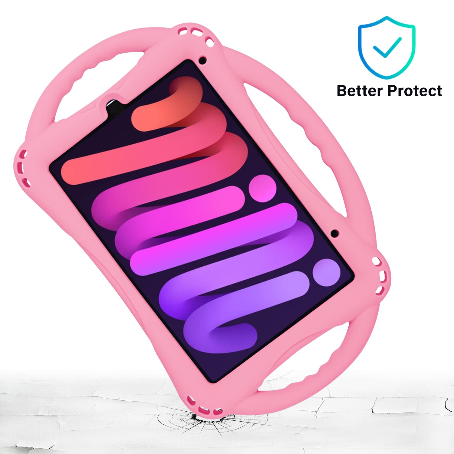 ZORSOME Custodia per bambini per iPad Mini di sesta generazione 2021 da 8,3 pollici, leggera EVA per bambini, antiurto, custodia protettiva carina, con supporto per maniglia resistente, rosa rossa