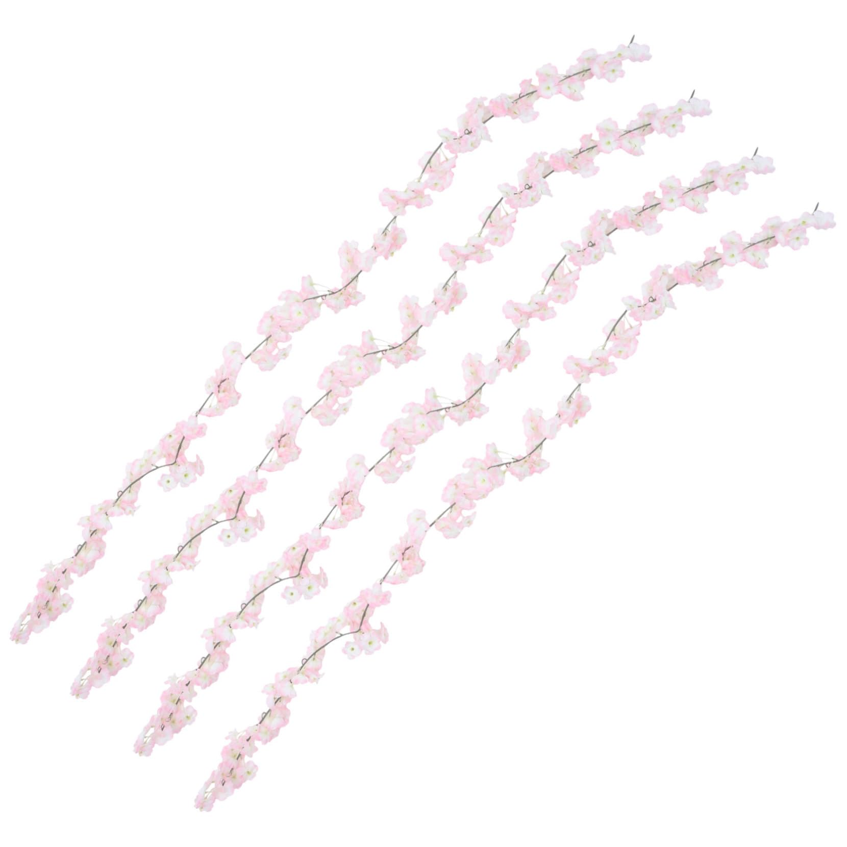 Künstliche Hängeblumenranke Kirschblüten 1, 8m Rosa | Seidenstoff und Kunststoff, Biegsam zum Aufhängen, 4 Stück pro Packung, für Hochzeiten und Schaukel