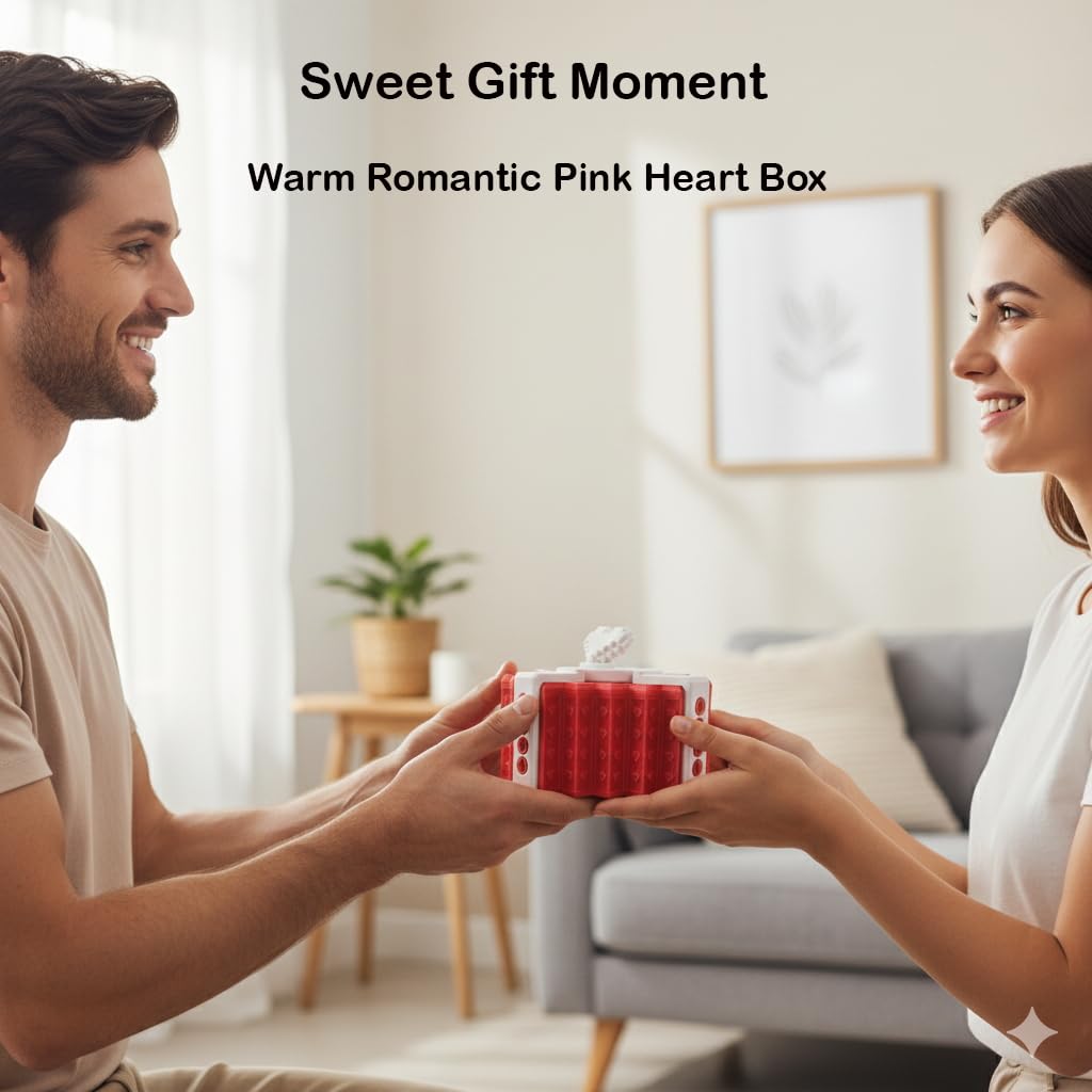 Pixel Heart Annoying Gift Box with Screws – Novelty Prank Gift Box, Funny Unique Gift Idea for Valentine’s Day, Birthday & Anniversary (Pink White)