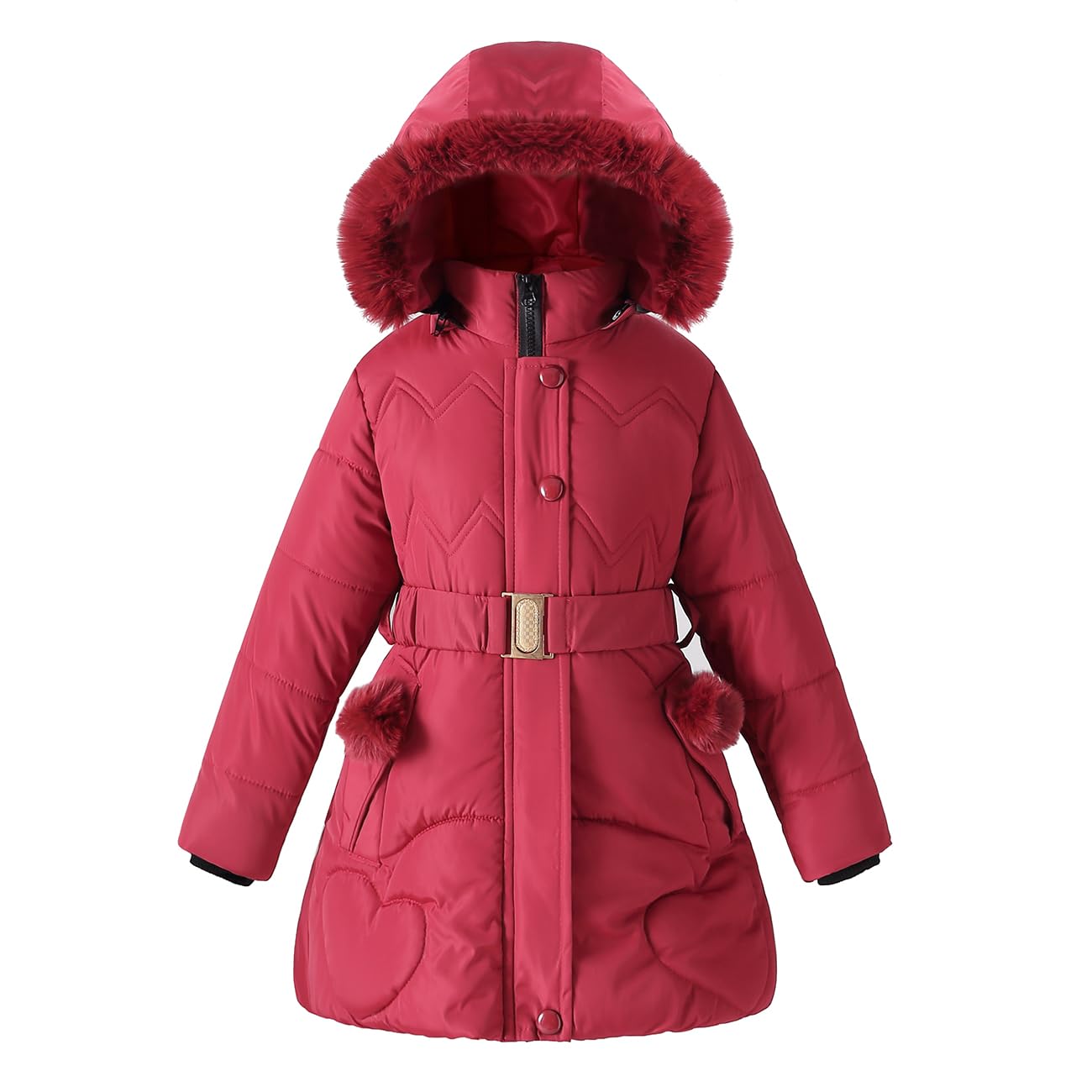 Girl Winter Dress Coats Hooded Fleece Jacket Warm Outwear Waterproof Heavy Parka