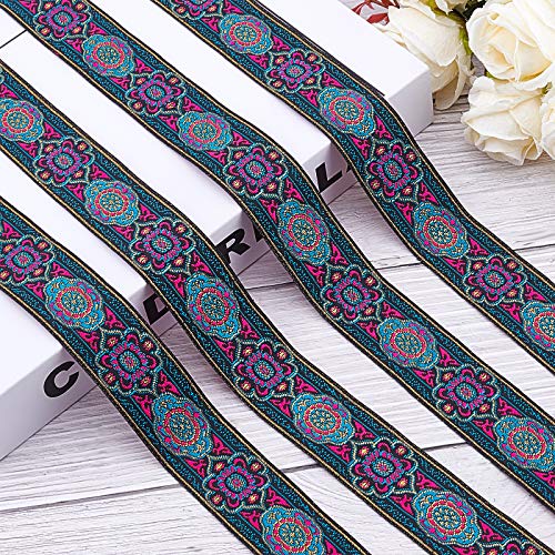 Pandahall 7m Vintage Jacquardband 33cm Bordüre Stoff Emobridered Woven Ribbon Fabric Trim Fringe Stoffband Paspelband Zum Nähen für Diy Kleidung Accessoires Verzierungen Dekorationen