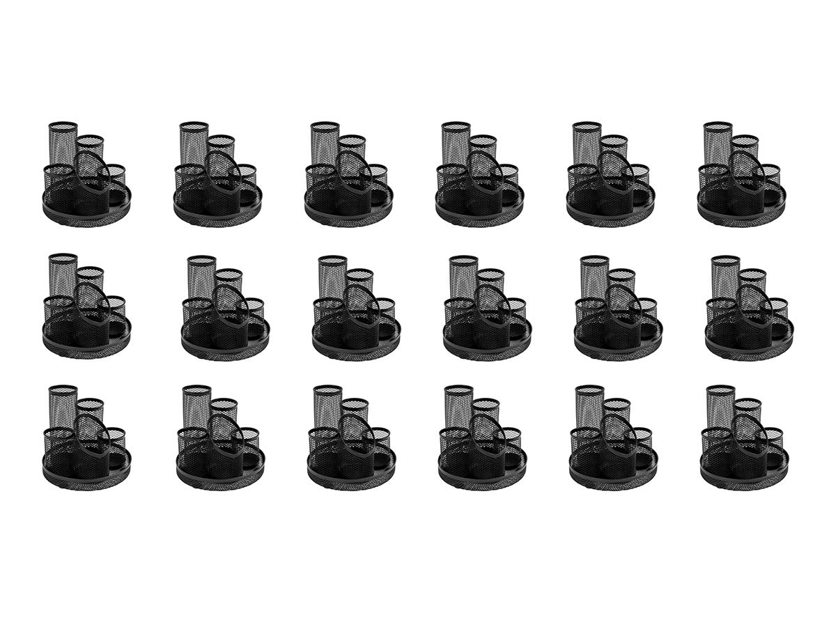 Osco Black Wiremesh 5 Tube Pen Pot Desk Tidy Stationery Sorter Office Organiser Pencil Holder Cosmetic Display H14 x W15.5 x D15.5 cm | 18 Pack โ image 1