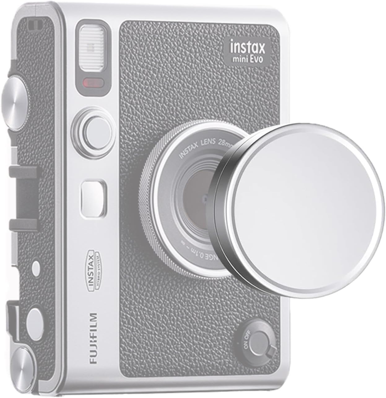 Lens Cap for Fuji-Film Insta-x Instant Mini EVO Instant Camera - Aluminium Alloy Dustproof for Fuji Mini EVO Accessories- Mini EVO Lens Cap Cover with Flocking Internal - Silver Color