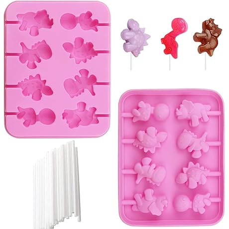 Dinosaur Lollipop Silicone Molds Set of 2 Food Grade DIY Candy Lollipop...