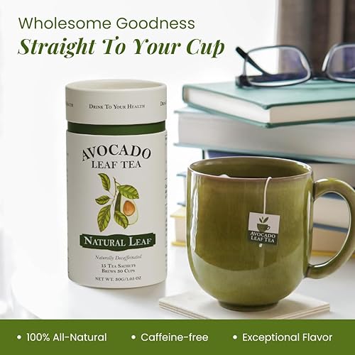 Miniatura 6 de Avocado Leaf Tea – Hierbas sin cafeína – Té de bienestar suave y rico en antioxidantes – Preparación caliente o fría – Todo natural, sin OMG – 15