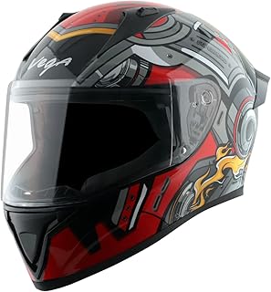 Vega Bolt Superhero ISI Certified Full Face Motorcycle Helmet with Impact Resistant ABS Shell High Density EPS Liner Scratch Resistant Visor Quick Rel