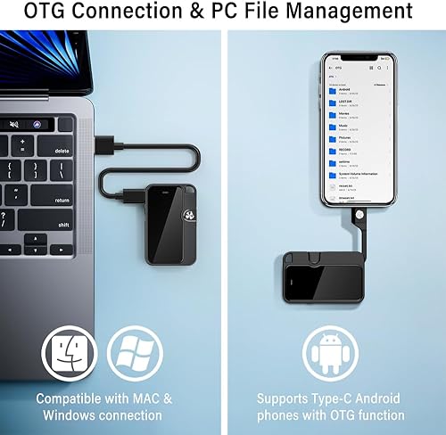 Miniatura 5 de Grabadora de voz, dispositivo magnético de grabación de voz de 64 GB con OTG tipo C, compatible con Windows iOS Computadora Teléfono Inteligente