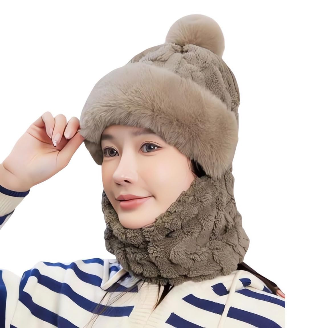 AILYFIRMO Integrated Ear Protection Windproof Warm Hat,New Winter Women's Cycling Windproof Warm One-Piece Hat (Style I,One Size)