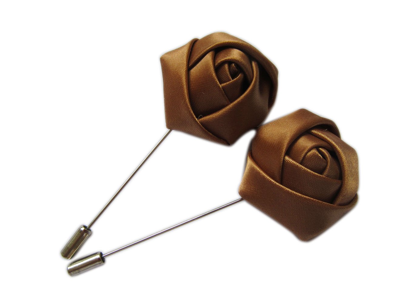 YYCRAFT 6 pcs Satin Rose Lapel Pins, Men's Flower Boutonniere Pins for Party Business Wedding Suit,Coffee