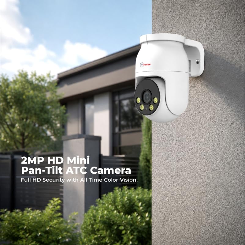 Image of Trueview 2MP HD Mini Pan-Tilt Wired CCTV Camera | Works with DVR (TVI /AHD /CVI /CVBS) | 350 Pan & 95 Tilt | All Time Color Vision | H.265 | Two-Way Audio | 3.6mm Lens | UTC Support