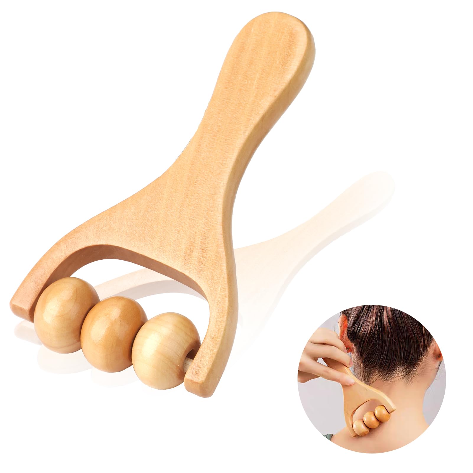 Wooden Massage Roller Cellulite Massager Roller Wood Therapy Massage Tool Small Massage Roller Stick Hand Massage Roller for Leg Shoulder Neck, Handheld Roller Trigger Point Massage Tool for Men Women