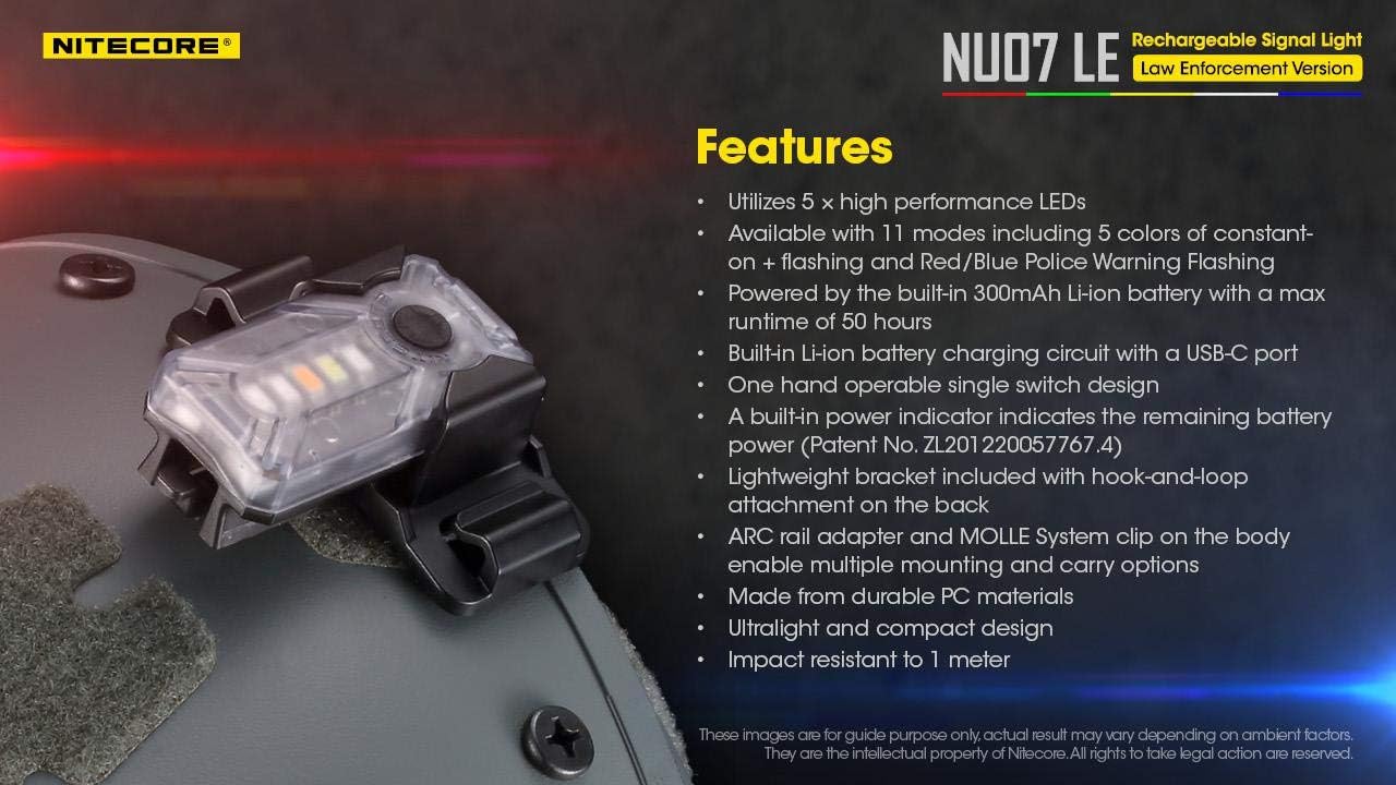 NITECORE NU07 LE MINI RECHARGEABLE SIGNAL LIGHT - 5 COLORS