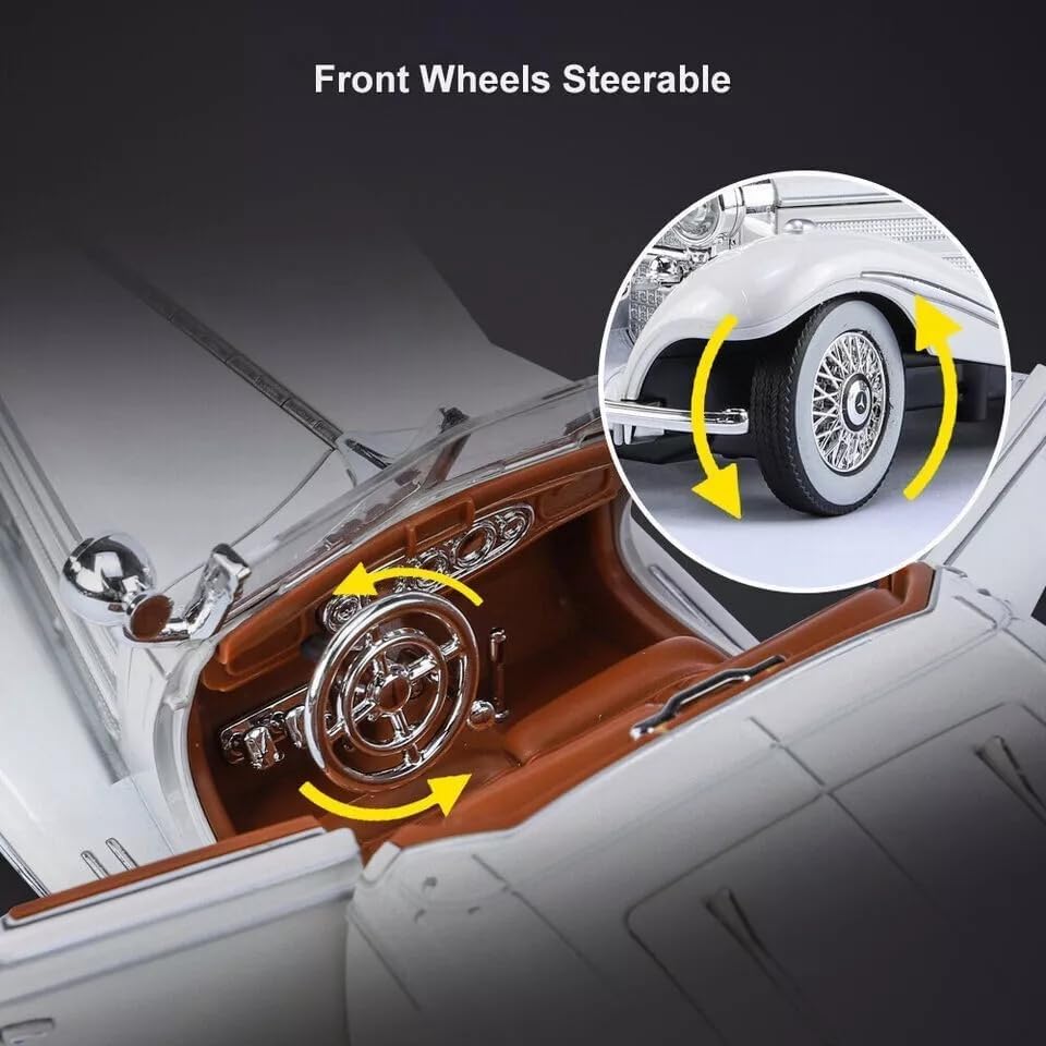 Image of VARIYA ENTERPRISE Exclusive Alloy Metal Pull Back Die-Cast Car Diecast Metal Pullback Toy Car with Openable 6 Doors,Light Music Boys Gifts Toys (1:24 Marcedees Benz 500K-Silver)