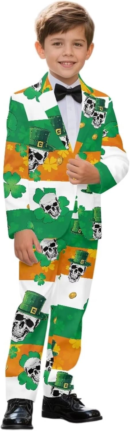 Classic Boys Suit Slim Fit Jacket & Straight Leg Dress Pants Long Sleeve Spring Outfit Wedding Party Clothes