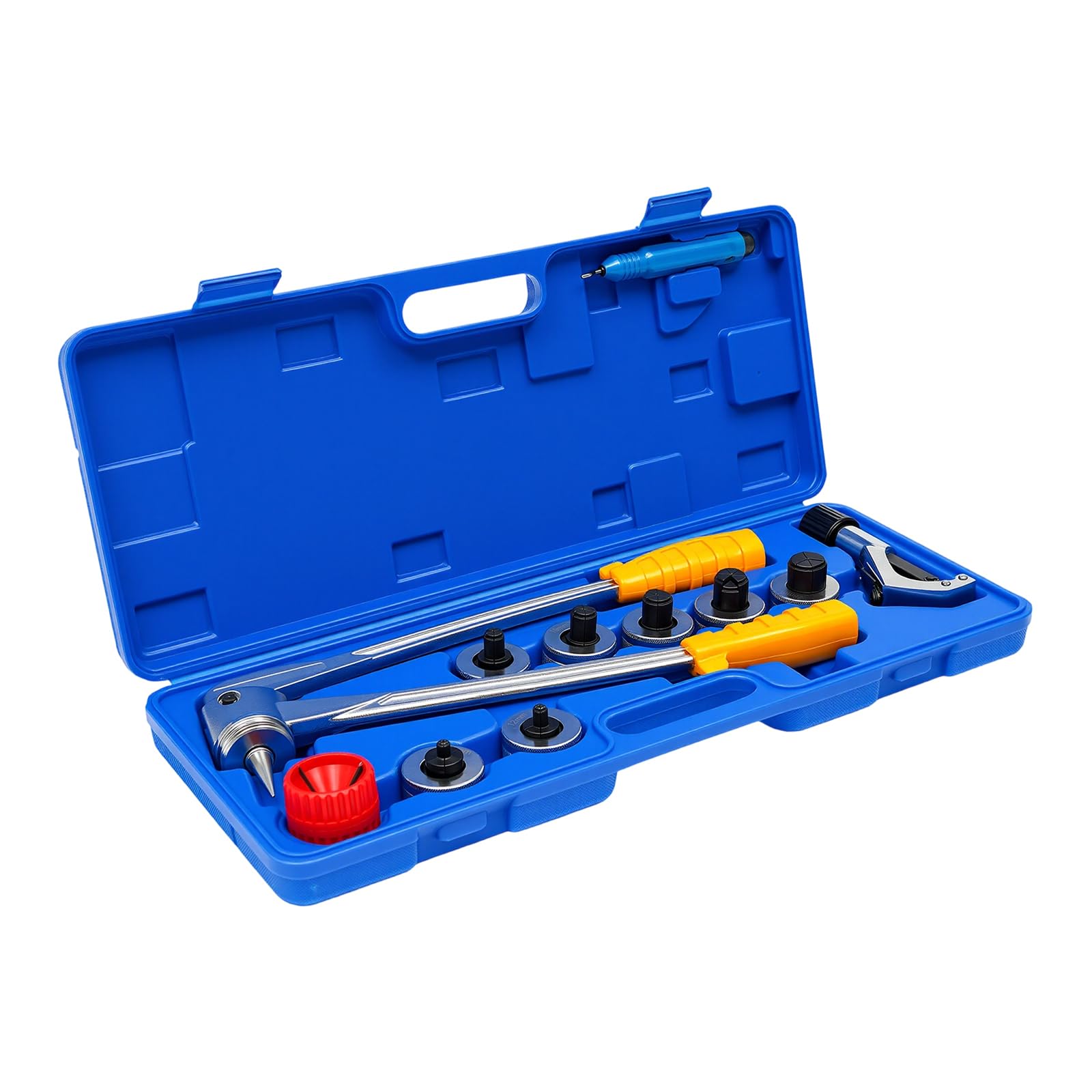 Expansor de tubo manual,Expansor de tubo de palanca,Herramienta portátil de ampliador de tubo,Con 7 cabezales reemplazables,Mallet,10-28 mm,Para Plomería Aire Acondicionado Taller DIY