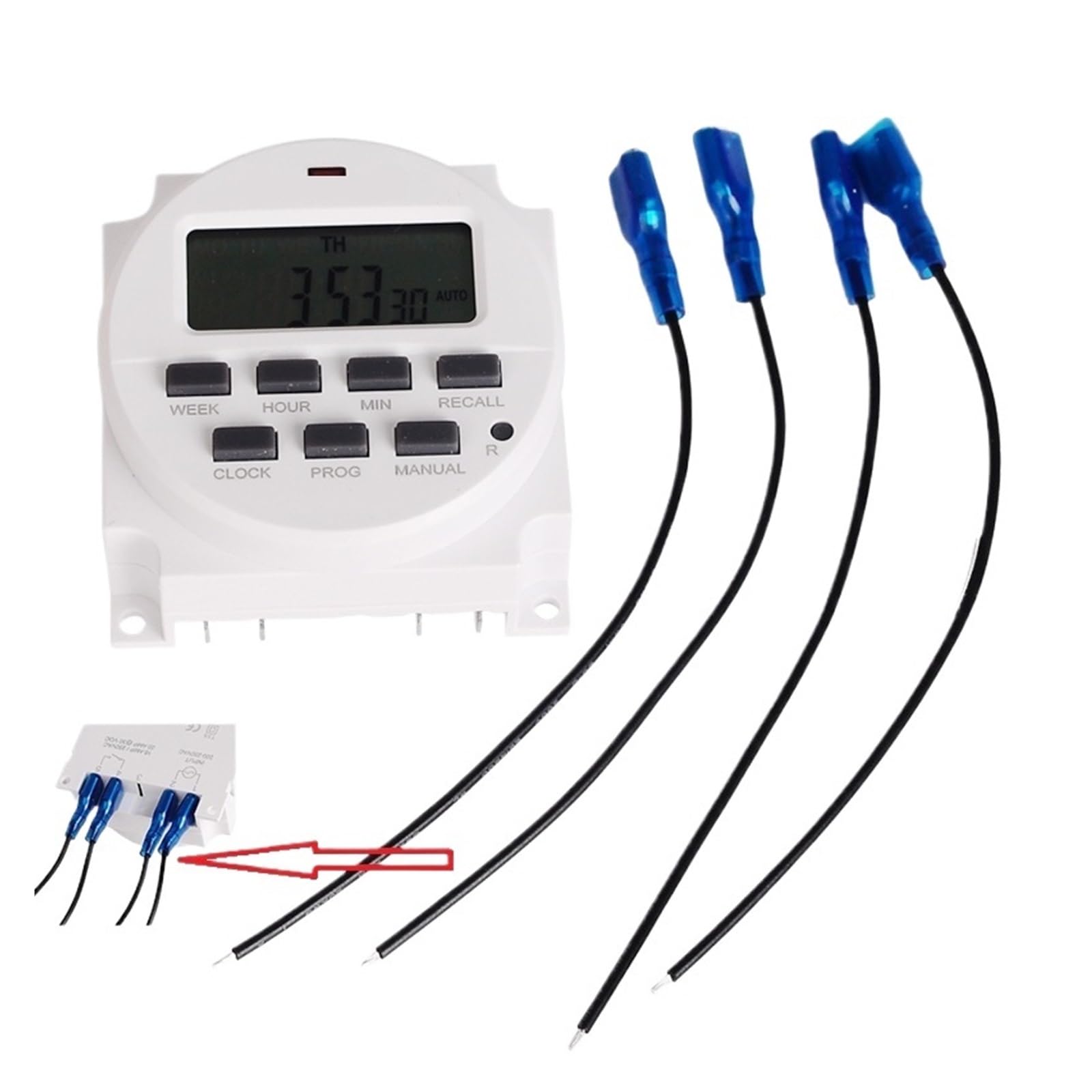 Interruptor Temporizador Interruptor temporizador electrónico digital programable for lámpara, con intervalo de 1 segundo, 110 V CA, 7 días a la semana(With 4 wires)