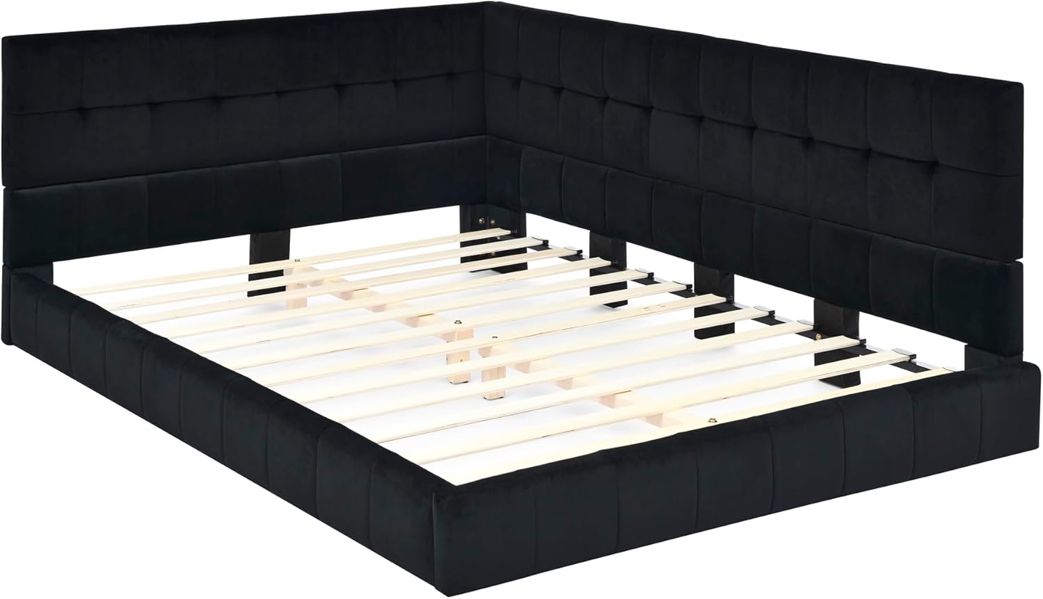 Image showing installation of wooden slats on bed frame