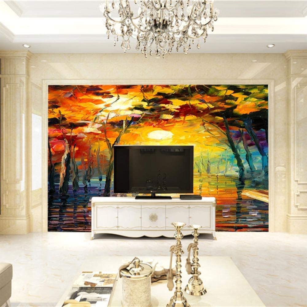 Arte Moderno 3D Mural Wallpaper, Vista Posterior De La Pareja En La Noche Lluviosa Murales De Pared 3D Espacio Grande Papel Tapiz Decoración Pinturas, Sala De Estar Tv Bar Ktv 350(ancho)x256(alto)cm