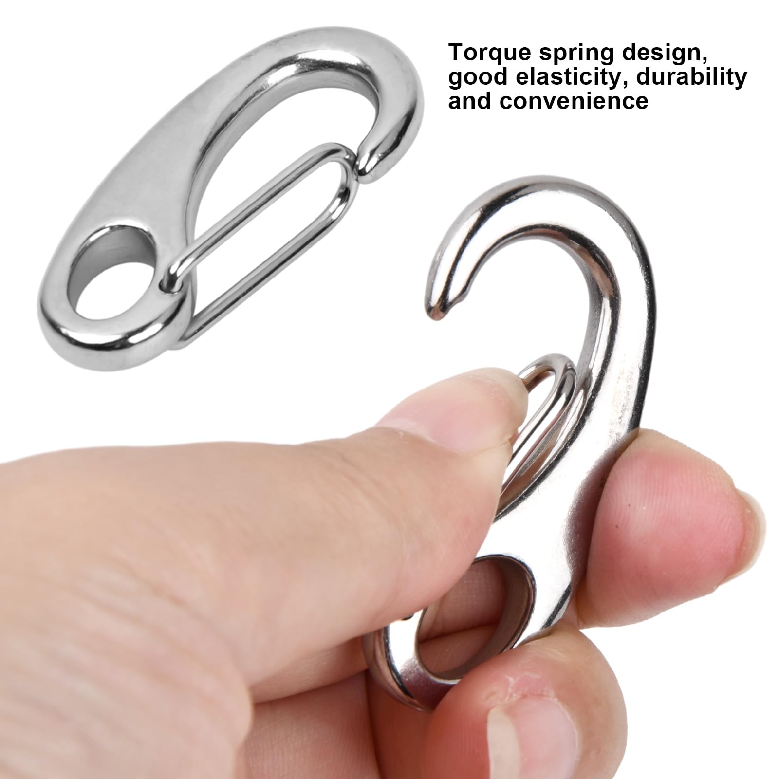 6 Moschettoni A Scatto In Acciaio Inox - Capacità 100 Kg, Forma A Uovo, Per Outdoor E Campeggio - Foto 9